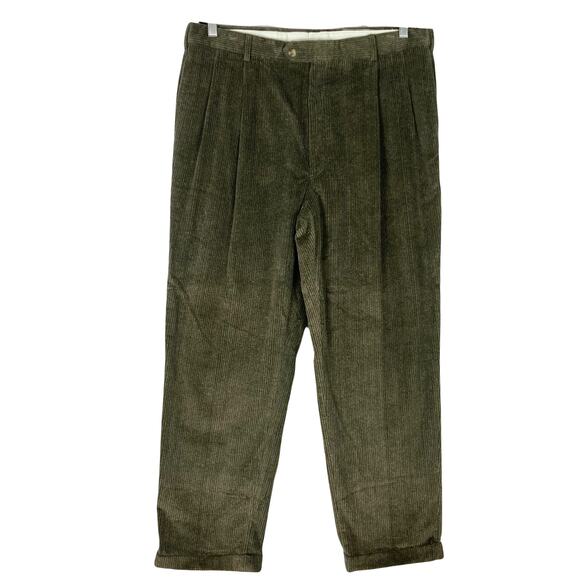 NWOT AUSTIN REED LONDON ENGLAND Pants Men 38 Corduroy Brown/Olive-Green Cuffed - Picture 1 of 13